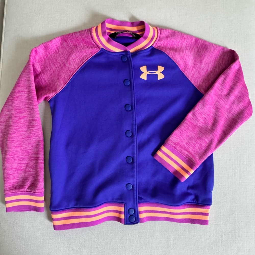 Easter Girls Under Armour Varsity Jacket Medium YMD (8-10) Purple Pink Bomber